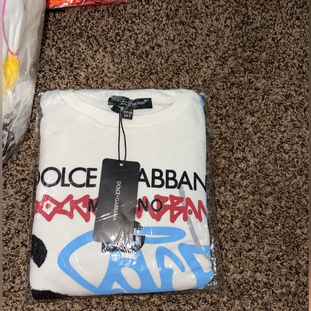 Dolce & Gabbana White Tee with Red and Blue Accents